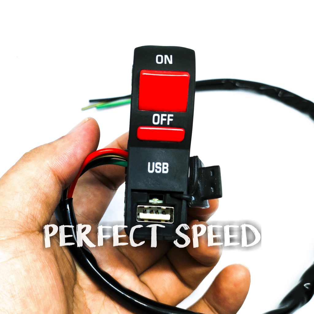 SAKLAR SWITCH ON/OFF + PORT USB CHARGER MODEL JEPIT STANG UNIVERSAL WATERPROOF TERBARU