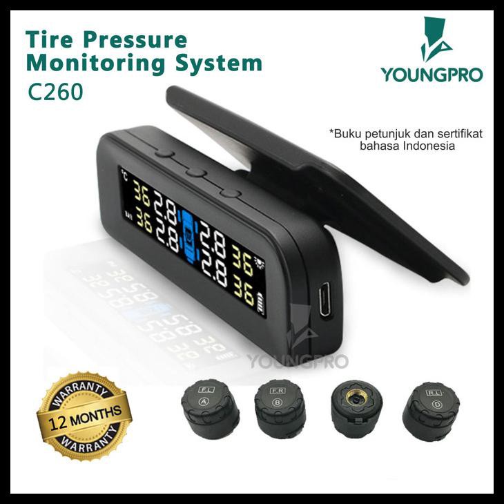 Youngpro C260 - Pengukur Tekanan Ban Real Time Sistem Lcd Digital Tpms
