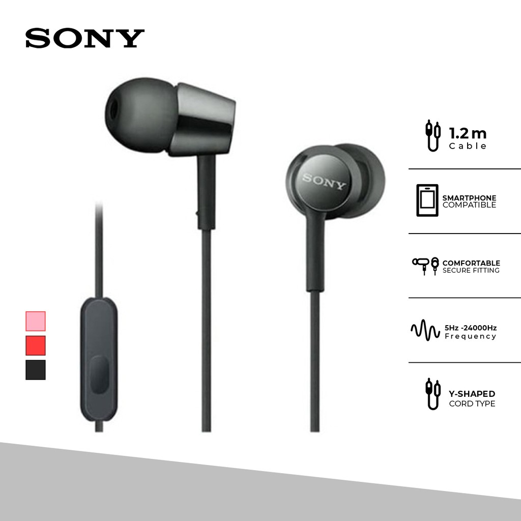 Earphone Sony MDR-EX155AP Handsfree Mass Model In-Ear - Black SONY  Headset Headphone Original