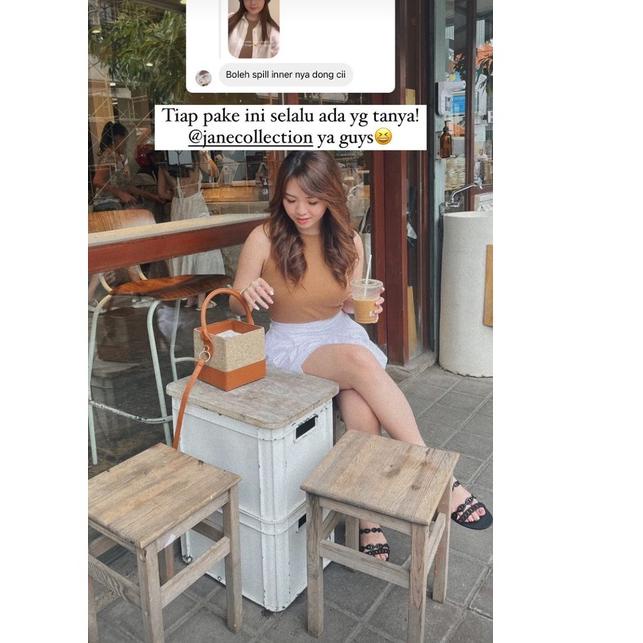 스 JANE COLLECTION | Tank Polos Inner Blazer Wanita Bahu Lebar O Neck Rib Camisole Tengtop Cewek Raju