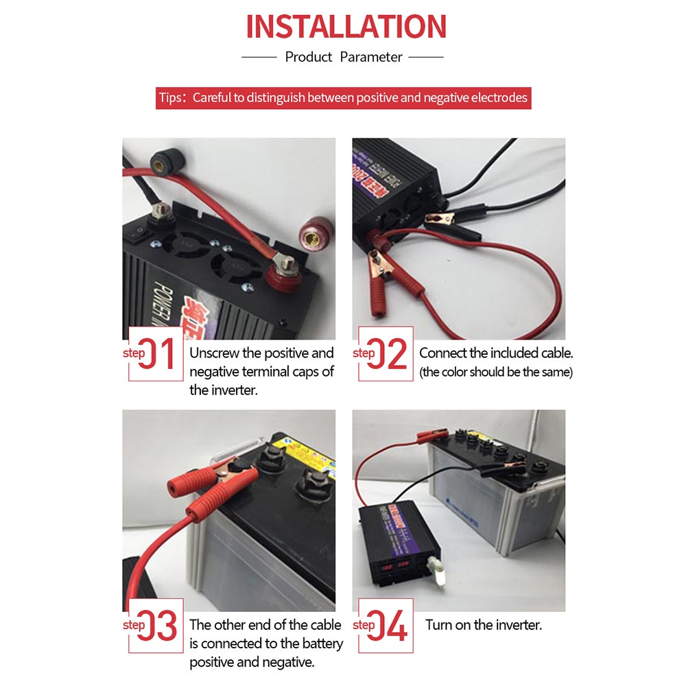 Car Power Inverter Pure Sine Wave DC 12V to AC220V 1000W