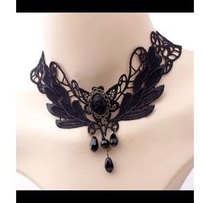 choker renda hitam gothic Halloween