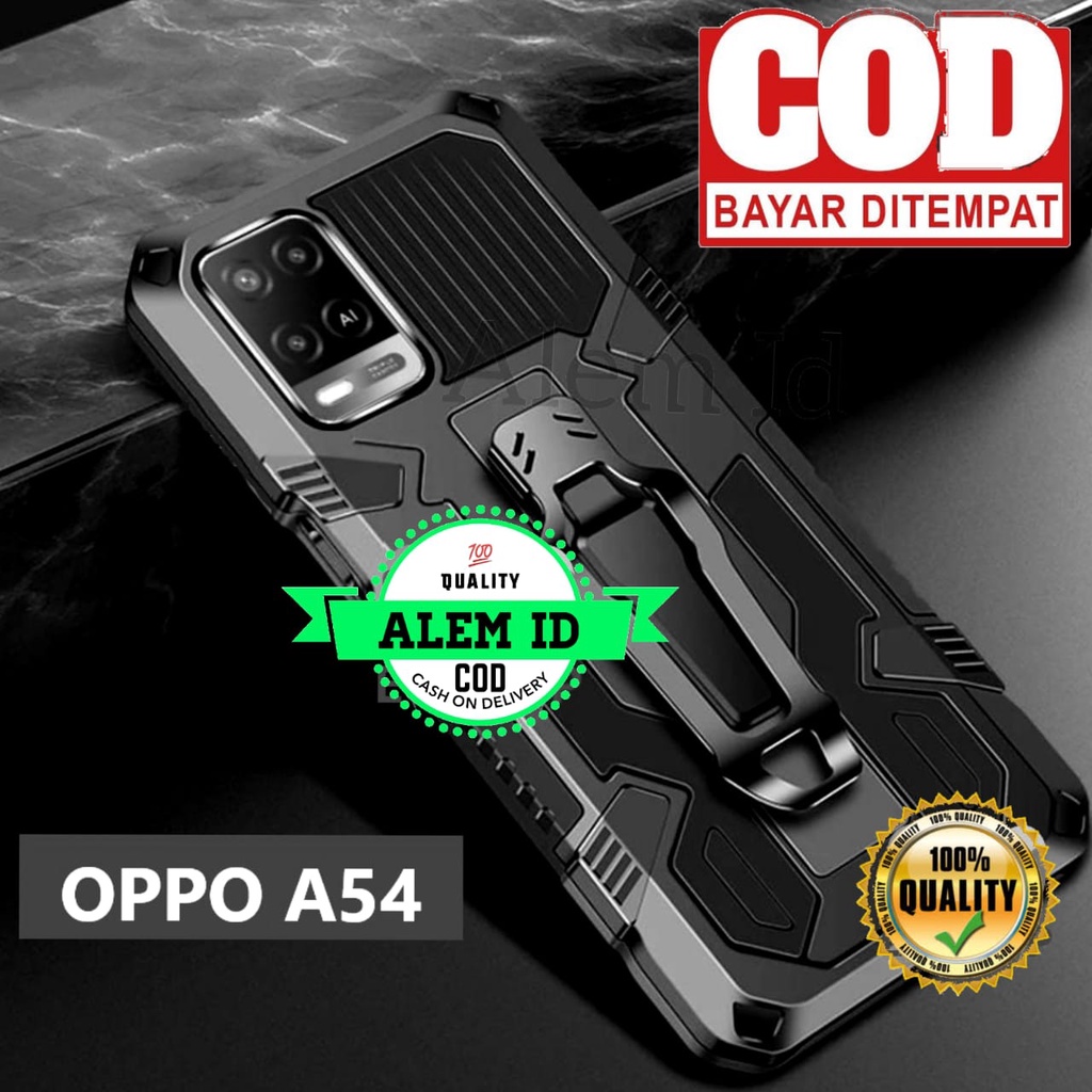 Case Softcase Oppo A54 Hard Case Belt Clip Robot Phantom Transformer Hybrid Soft Cover Kick Stand OPPO A54 New Leather