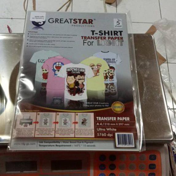 

RWS T-shirt transfer paper for light.A4/5 Ready Stok