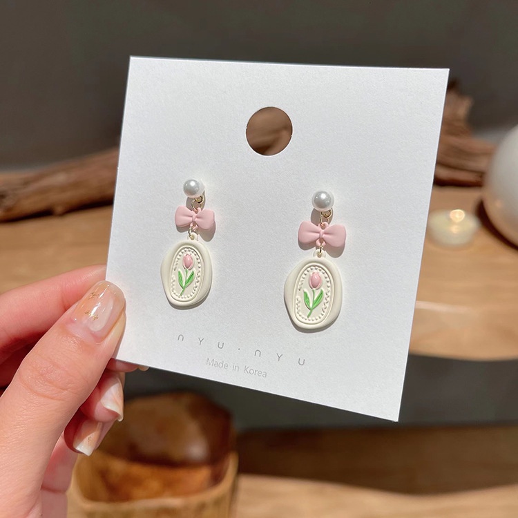 Anting Mutiara Warna Pastel Pink Gaya Vintage Untuk Wanita