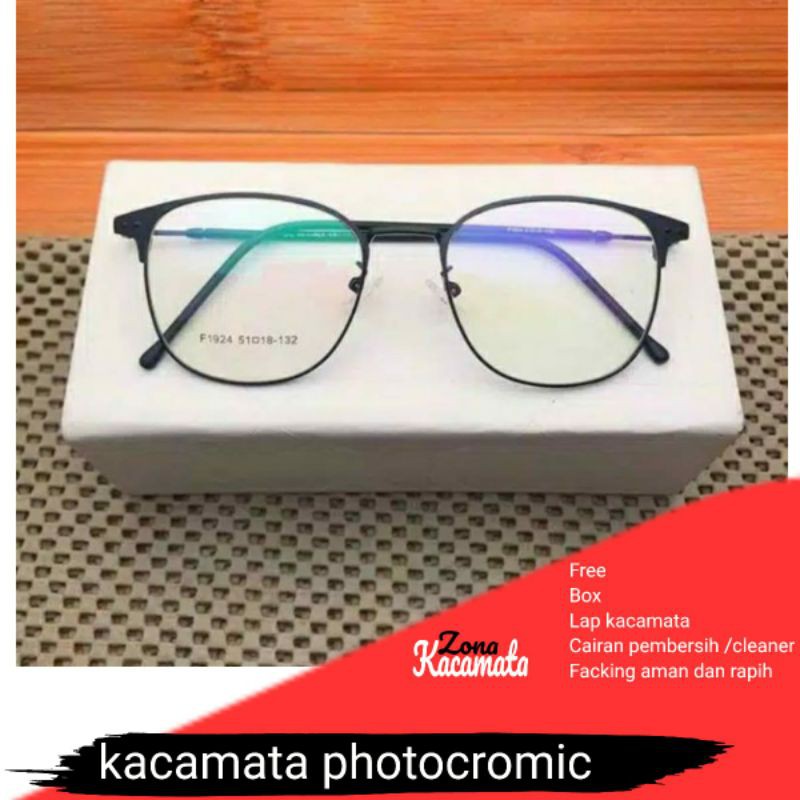 kacamata photocromic wanita|pria lensa normal (no,minus/silinder)kode1924-2