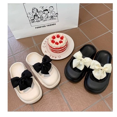 PINKMALL- SANDAL WANITA  SIMPLE KARET NYAMAN IMPORT CLOGS IMPORT ANTI LICIN   dasi kupu-kupu Lucu Keren Terbaru Eva