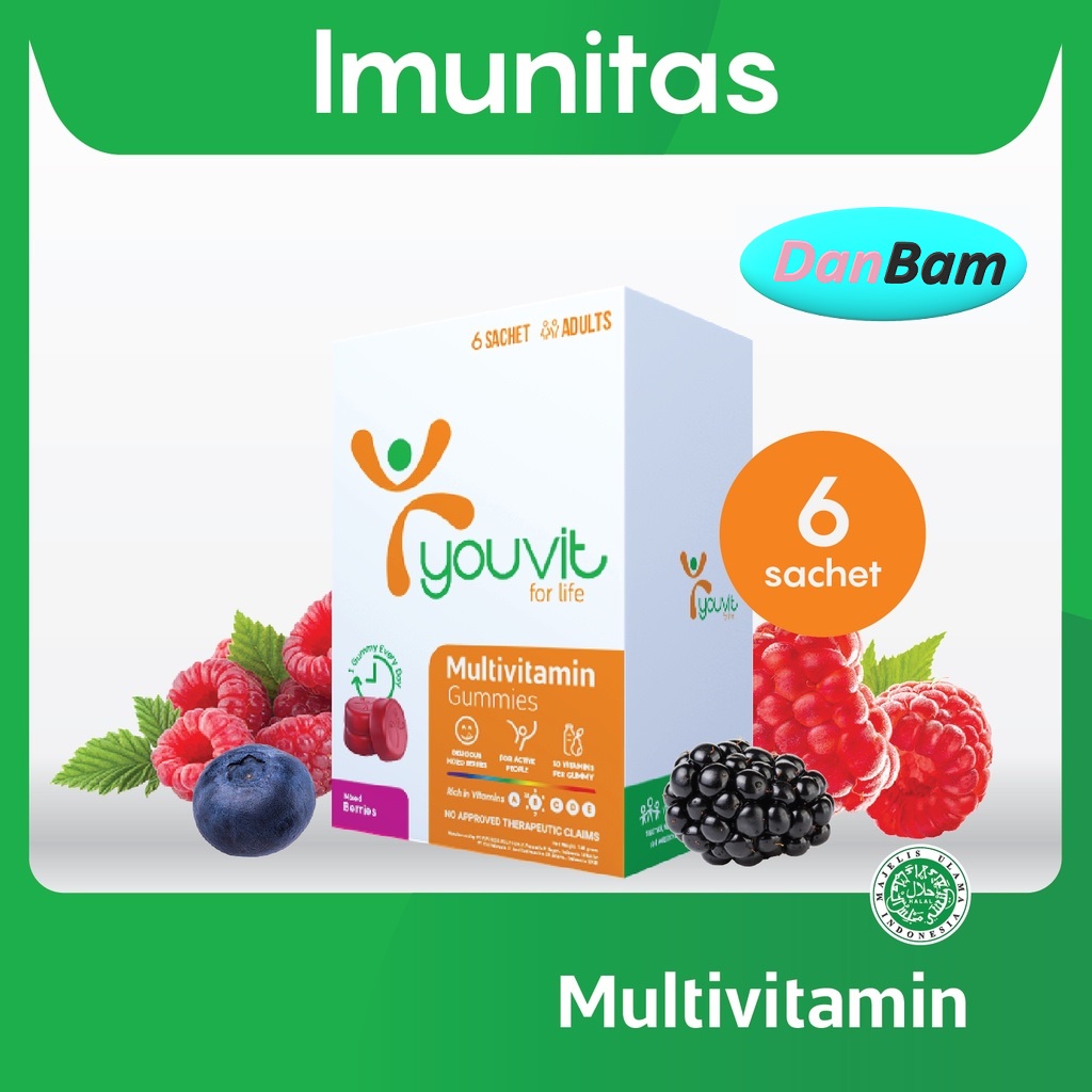 Youvit Box Isi 6 Bungkus 42 Gummy Dewasa, Anak, Beauti, dan Omega-3 Kafe G Acno Beauti+