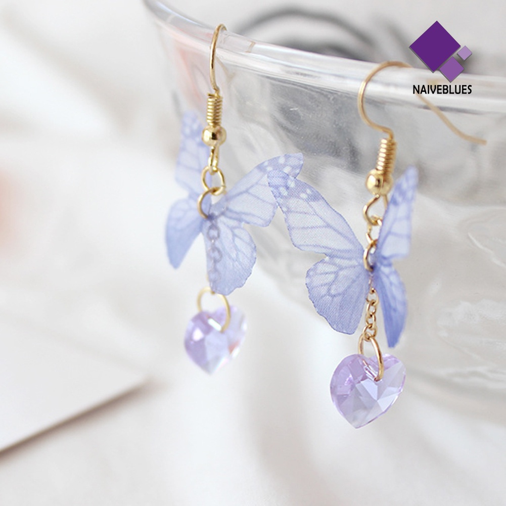 Anting Kait Model Butterfly Heart Menjuntai Gaya Elegan Untuk Wanita