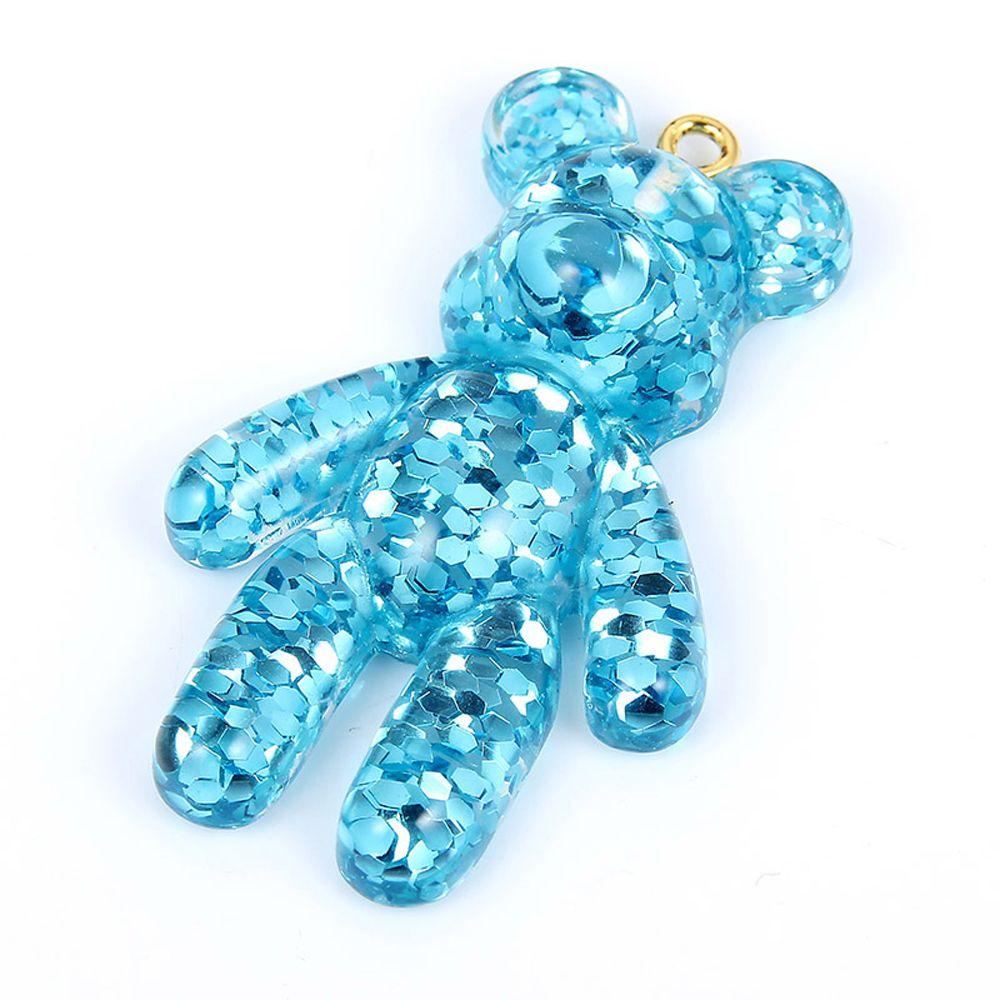 [Elegan] Beruang Kecil Liontin Resin Mode DIY Membuat Keyring Craft Glitter Flatback Bracelets Charm