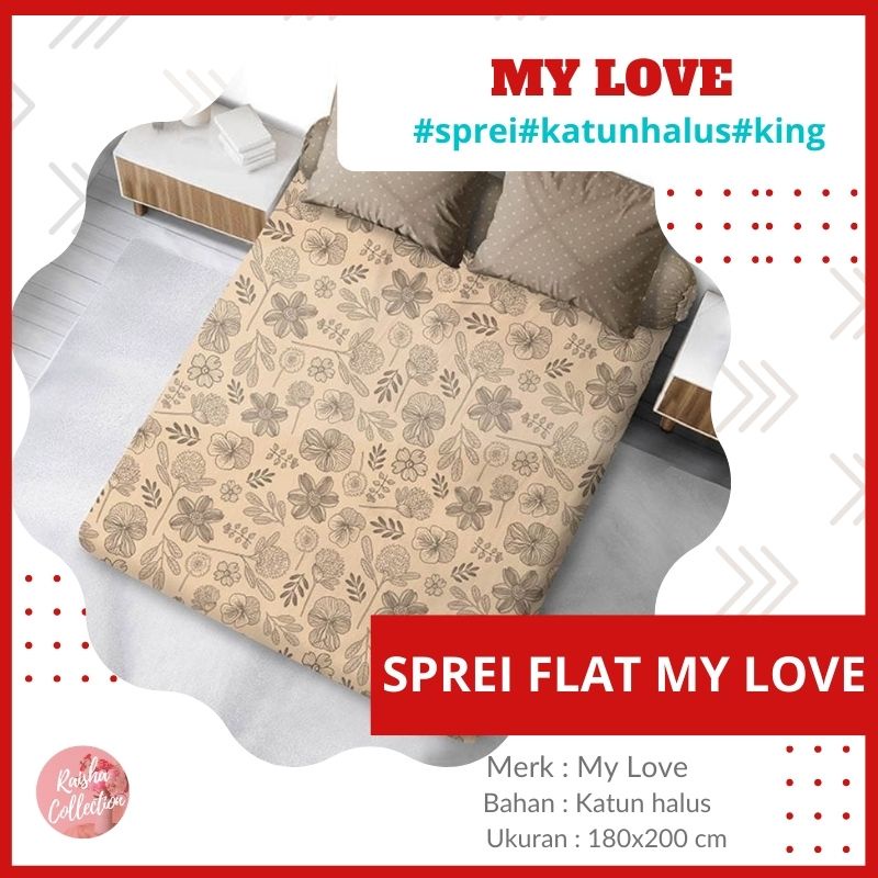 Sprei My love Ukuran King 180x200 Bahan Full Katun Tinggi 30cm