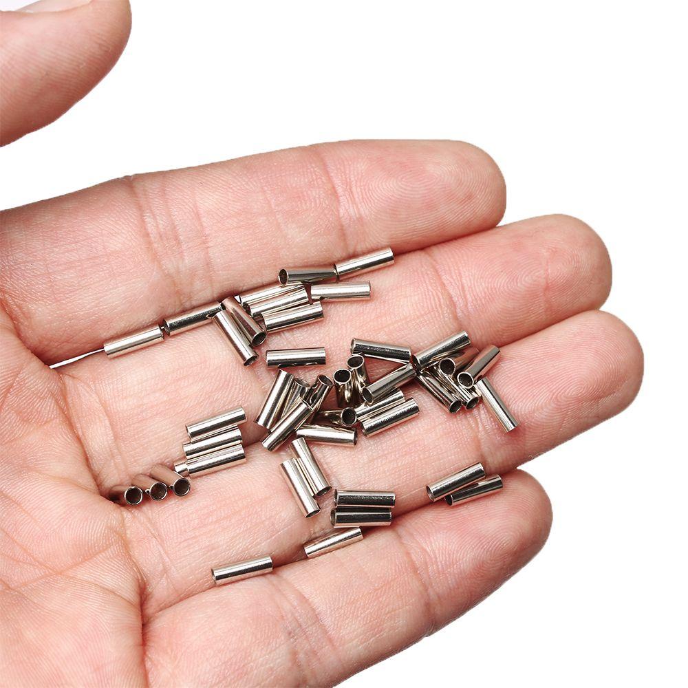 Quinton Pipa Kawat Pancing 100pcs Konektor Lengan Crimp Bahan Alloy Stainless Steel