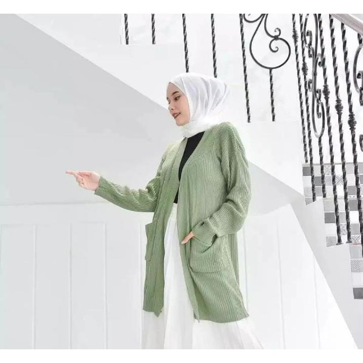 Long BELLE Cardigan oversize Line Premium  |  Kardigan RAJUT Wanita OUTER CARDY TEBAL