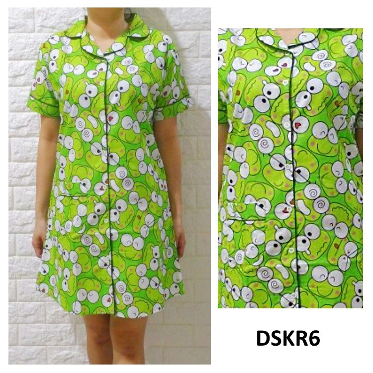 DSKR6 - Daster Katun Jepang Keroppi Green Expression