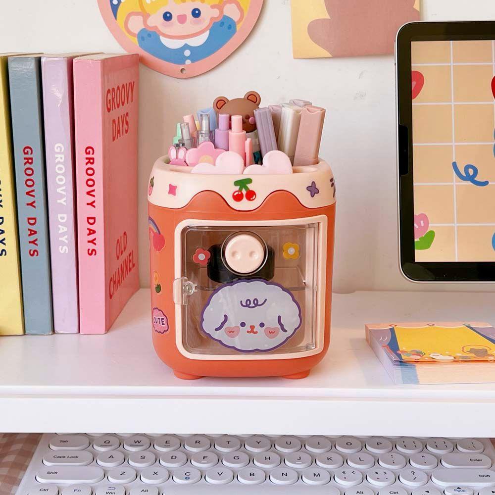 Lanfy Piggy Pen Holder Kartun Multifungsi Siswa Alat Tulis Perlengkapan Sekolah Make up Brush Stand Kapasitas Besar Tempat Penyimpanan Kuas Kosmetik