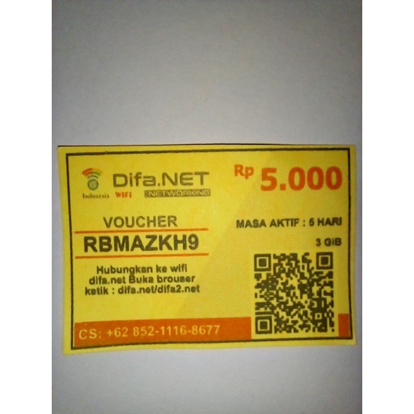 Voucher wifi Difa Net