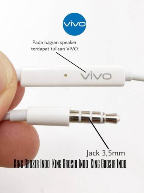 Handsfree Headset VIVO Original 100% X20 XE680 V5 Plus Y21 V5S V7 V3 Earphone HF