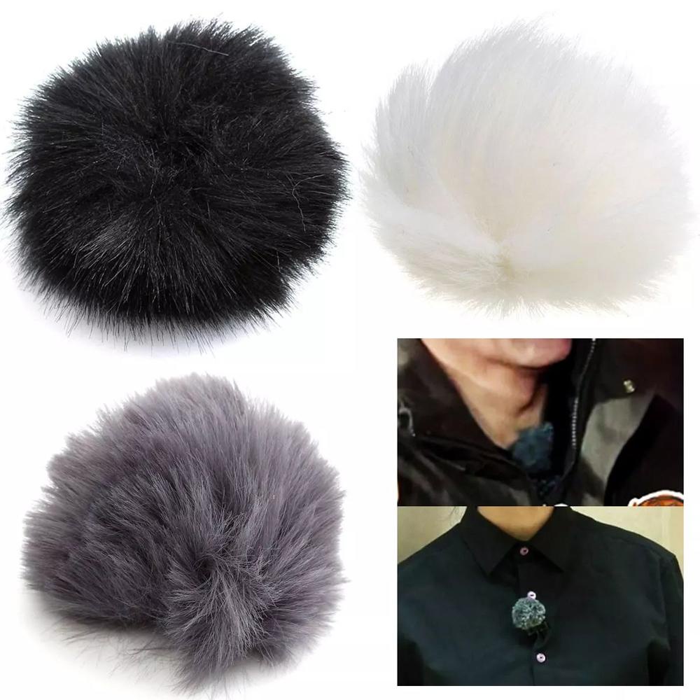 Nickolas1 Lapel Mic Windscreen Pelindung Angin Universal Outdoor Hitam Lembut Furry Wind Muff