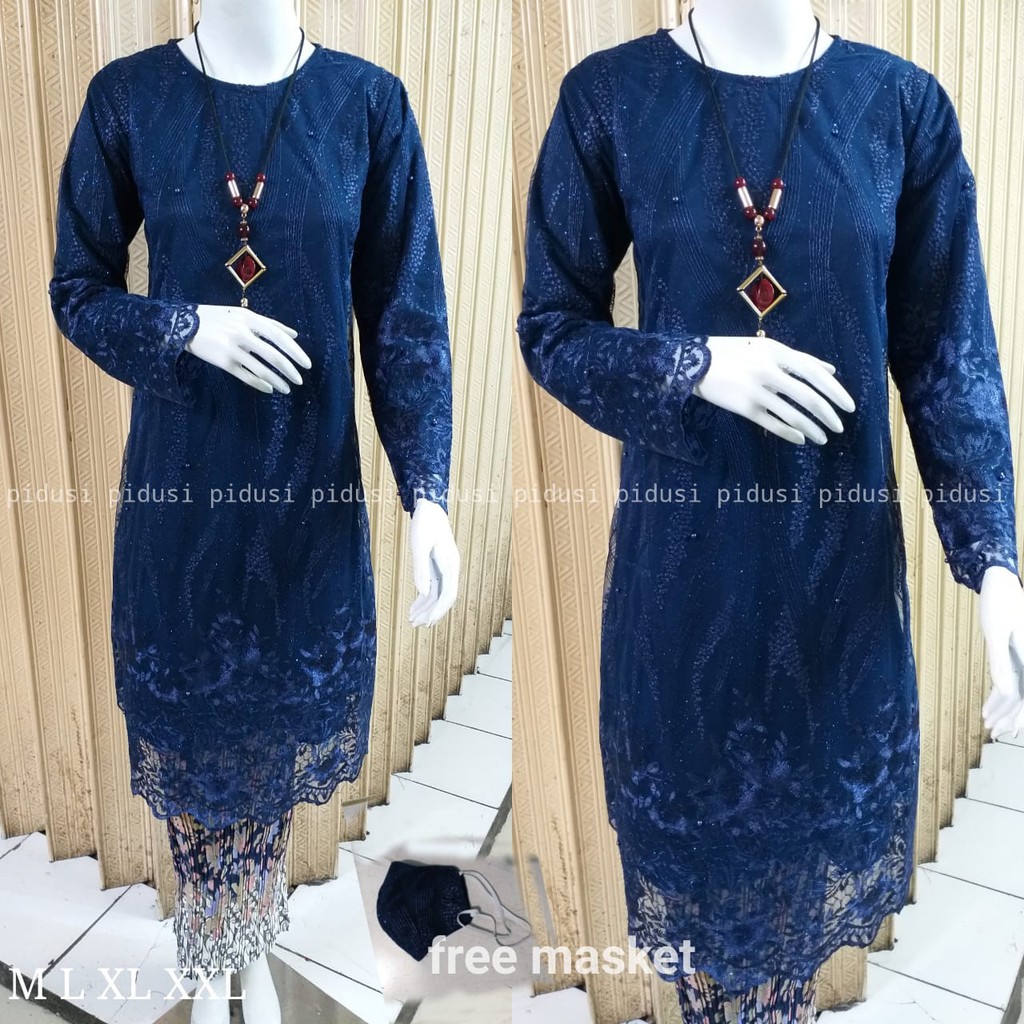 Set tunik tulle mutiara talita / set baju kurung tulle mutiara (gliter) / set tunik pesta