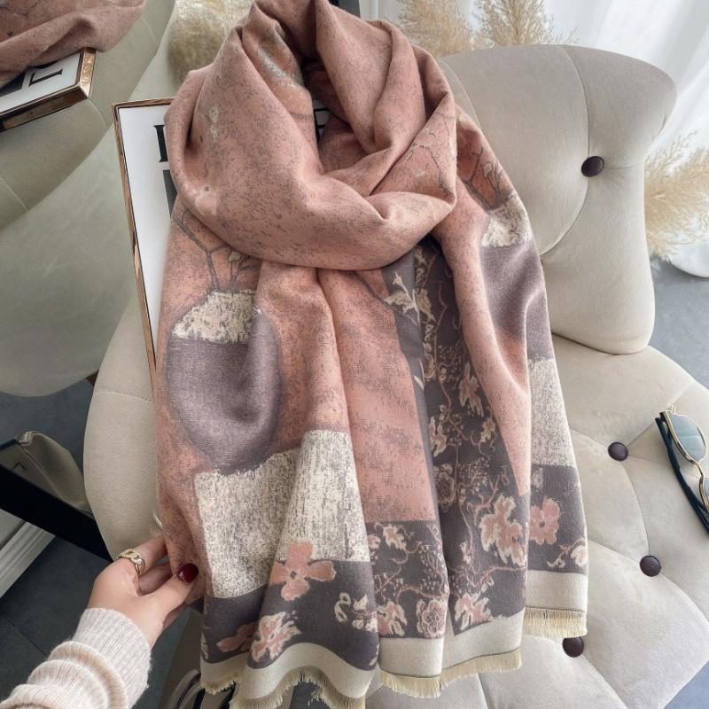 Syal &quot;Jamie&quot; 65 x 180 Motif &quot;Bunga&quot; yang mewah Bahan High Grade Cashmere Immitation