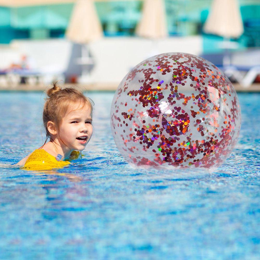 Quinton Bola Pantai Musim Panas Anak-Anak Transparan Sequin Confetti Glitters Pvc Bola Bermain Air Bening