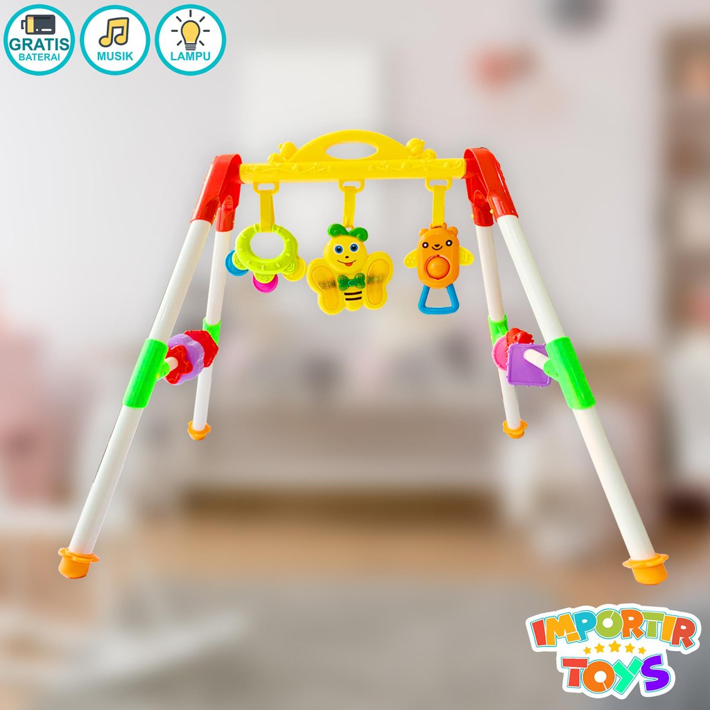 Baby Play Gym IMPORT QUALITY / Baby Gym FULL GIFT SET dengan Suara dan Lampu