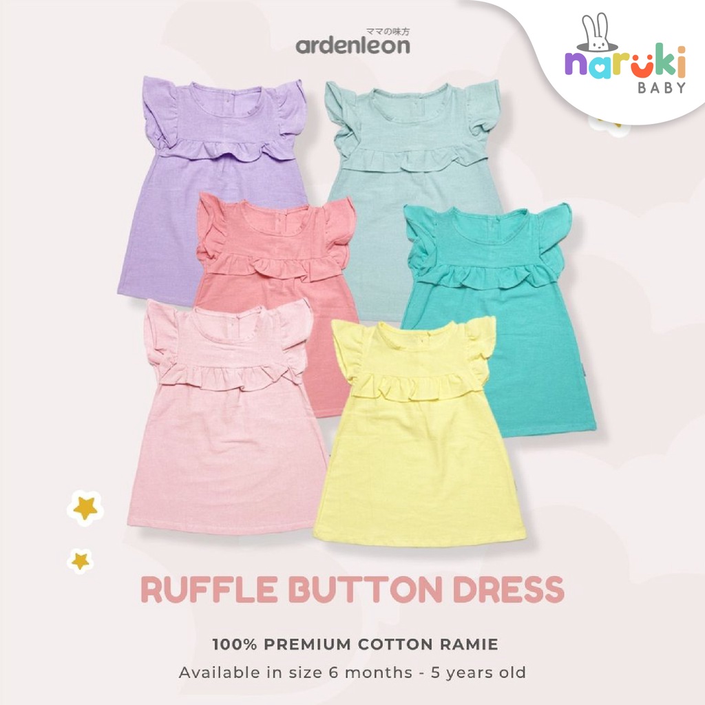 Ardenleon Ruffle Button Dress Arden Leon Gaun Anak Perempuan