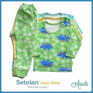 1Pcs Aruchi  Setelan Bayi  Baju  Panjang Kancing Pundak Motif 