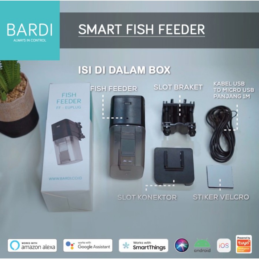 BARDI Wi-Fi Smart Fish Feeder - Black IoT Home Automation