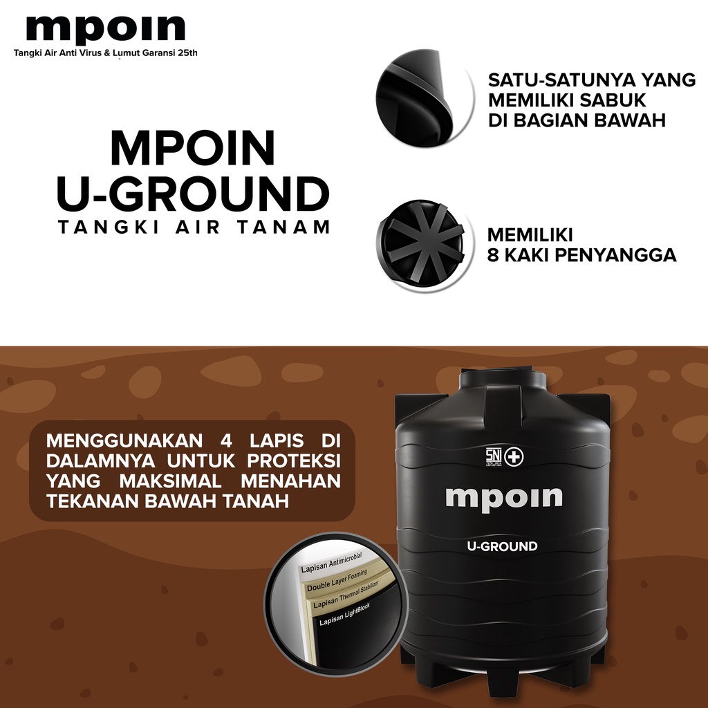 MPOIN U400 350L U-GROUND SERIES WATER TANK