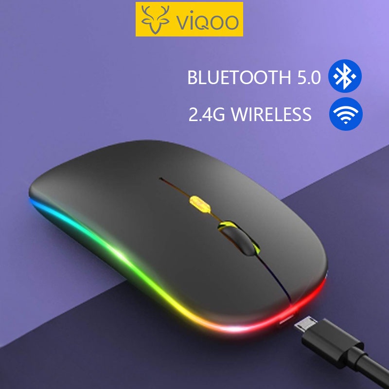 【COD】Viqoo Mouse 2.4G Slim Tipis USB Wireless Bluetooth tanpa kabel 4D Optical Model PC Laptop Komputer