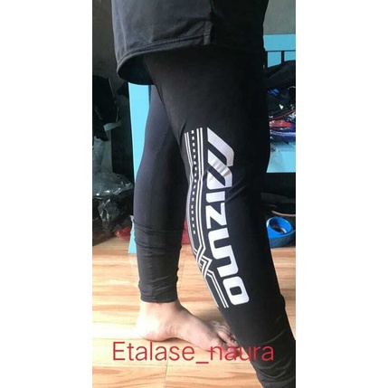 Celana Manset Mizuno Panjang Unisex / Celana Baselayer Pria Gym Fitness / Celana Olahraga Pria / Lejing Pria Mizuno / Celana Leging Wanita Sport