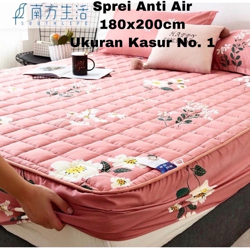 SPREI WATERPROOF UKURAN 180X200X25cm / SPREI ANTI AIR-PINK DUSTY