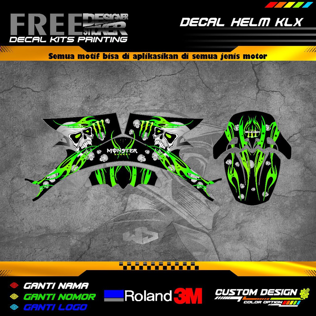 Decal Stiker Helm Kawasaki KLX150 WS04