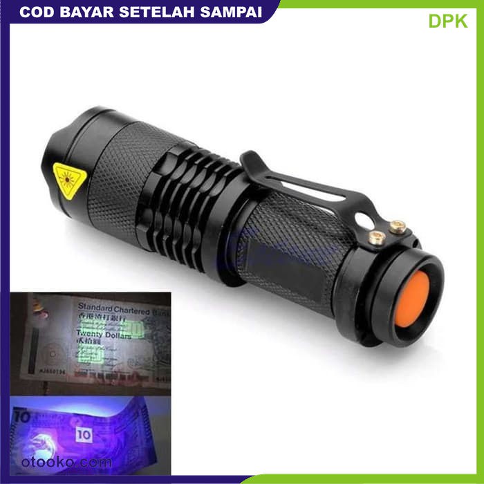 Paket Senter LED Cree Q5 395nm UV Money Detector Uang Palsu Forensik