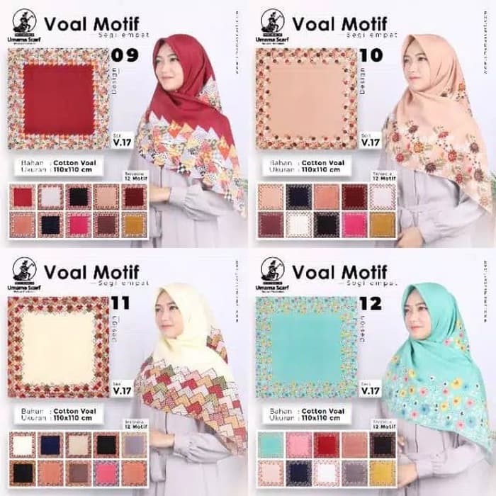 Jilbab Segi empat VOAL MOTIF Cotton Original Umama