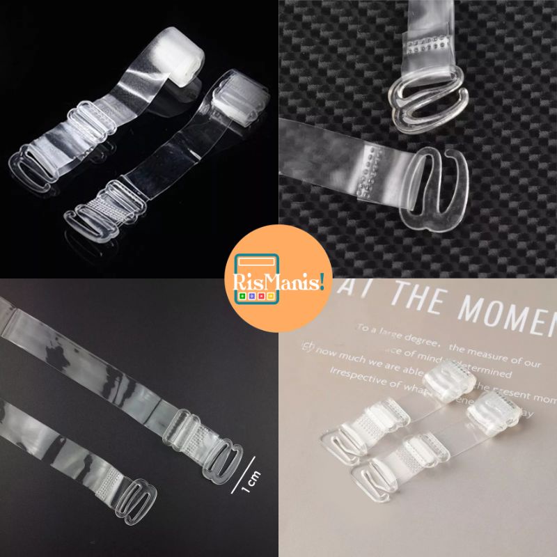 FLEXIBLE TRANSPARENT BRA STRAPS - 1 Pasang Tali Bra Sepasang Pengait BH Transparan 1 Set Kutang Pakaian Dalam Elastis Lentur Bening Panjang Kuat