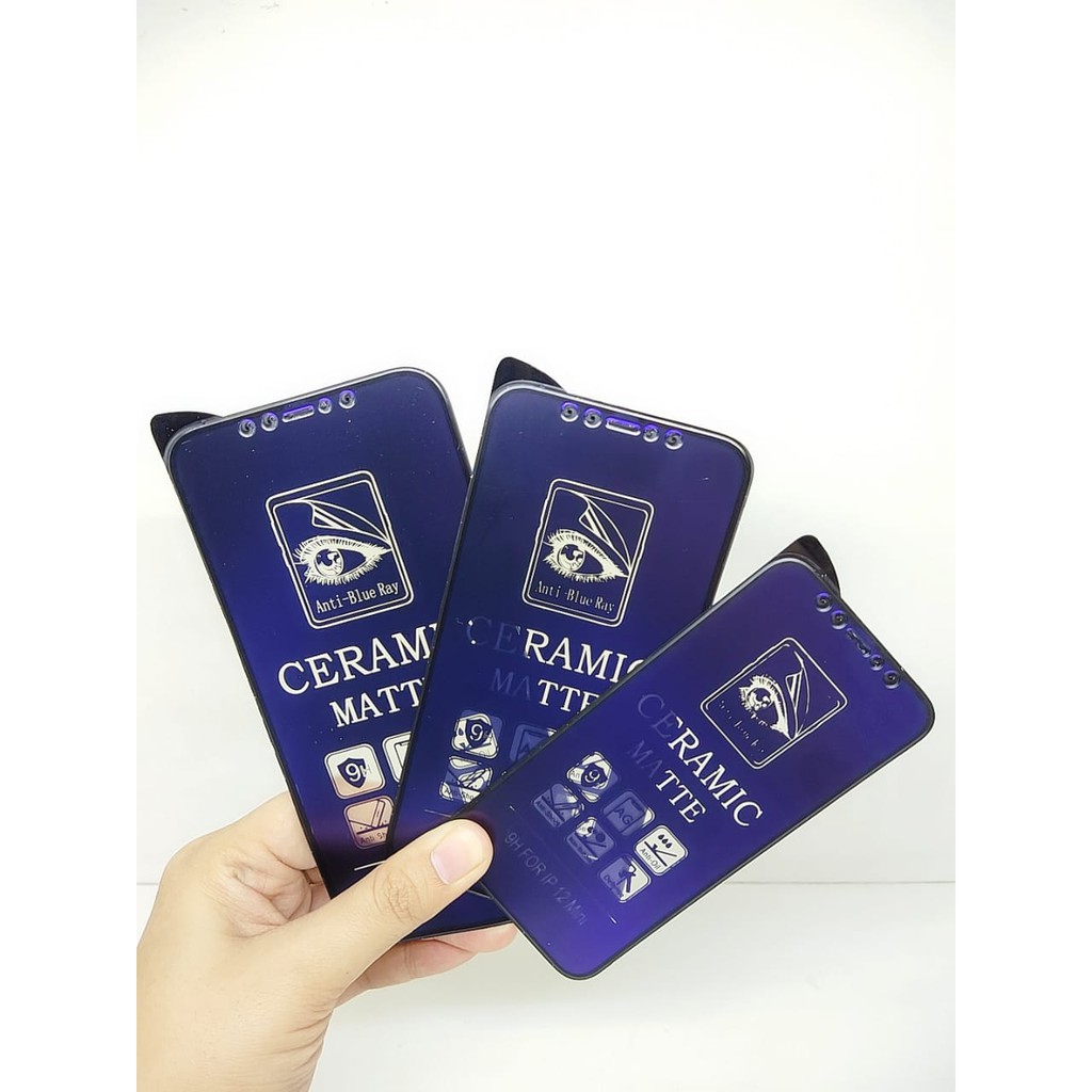 CMAB Ceramic Matte Anti Blue iPhone 12Mini 12 12Pro 12ProMax Anti Gores Glare Full Layar No Sidik