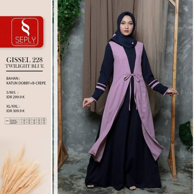 Gissel 228 Seply, Gamis Seply Gissel 228, Gamis Lebaran Terbaru, Gamis Seply Gissel 228