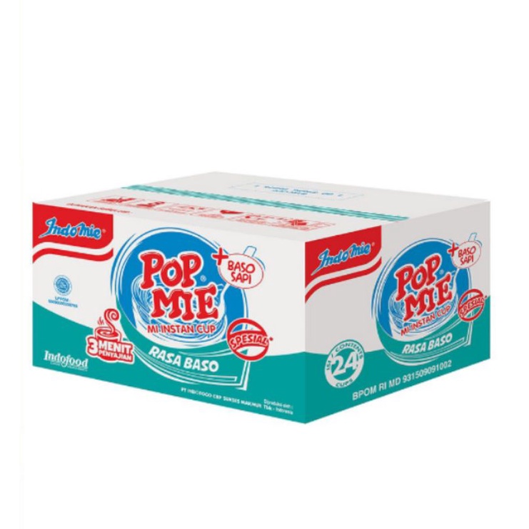 Pop Mie Kuah Rasa Baso 75gr 1 Dus/Karton Isi 24 Cup - Mi Instan