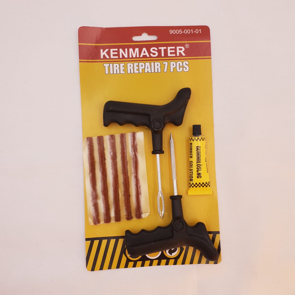 Kenmaster Alat Tambal Ban Tubles Motor Mobil / Tubeles Tire Repair Tool Kit/ Alat Tambal Ban Tubles 7Pcs / Kenmaster Tire Repair