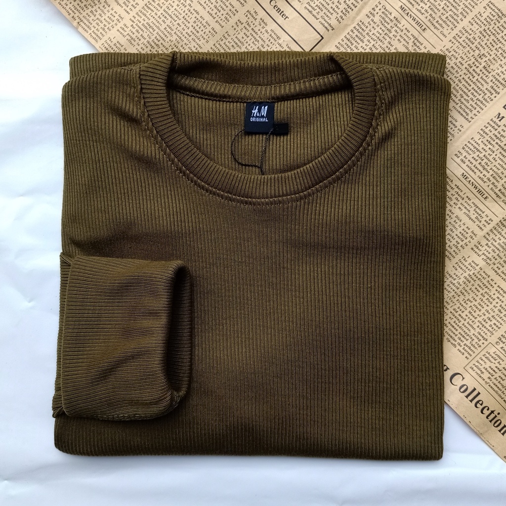 PART II Kaos Rib Premium / Kaos Grosir / Kaos Rib Premium Tebal / Kaos Lengan Panjang Termurah-Dark olive