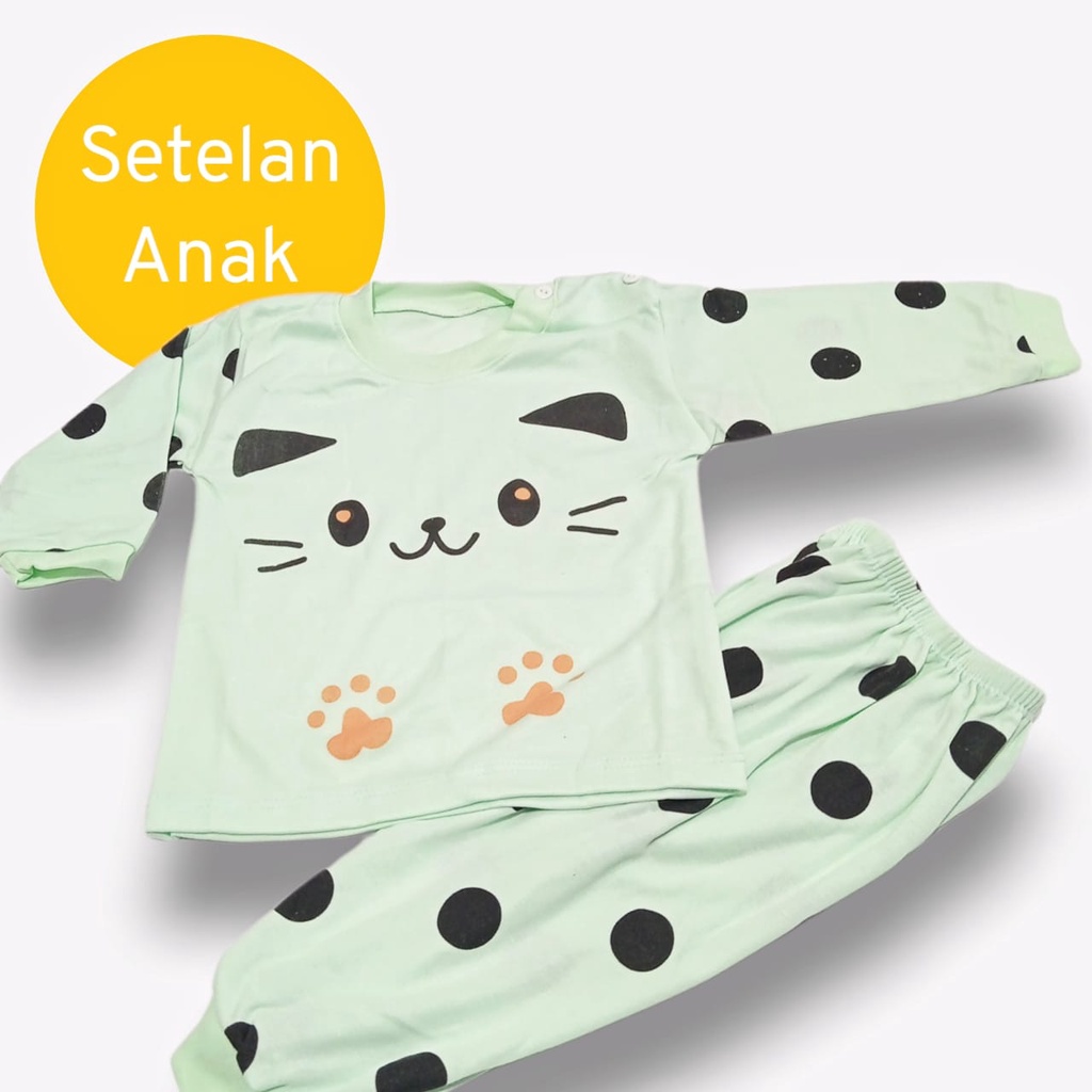 Setelan Piyama Bayi | Piyama Motif Tangan Panjang