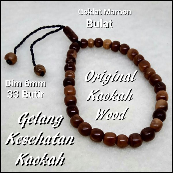 GELANG KESEHATAN KAYU ASLI KAOKAH / KAUKAH / KOKKA / KOKAH ASLI ISTANBUL TURKI MODEL BULAT 6MM