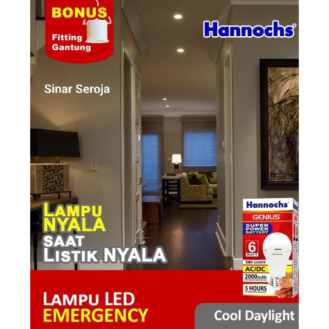 Lampu Hannochs Genius 6 Watt.Bonus Fitting Gantung