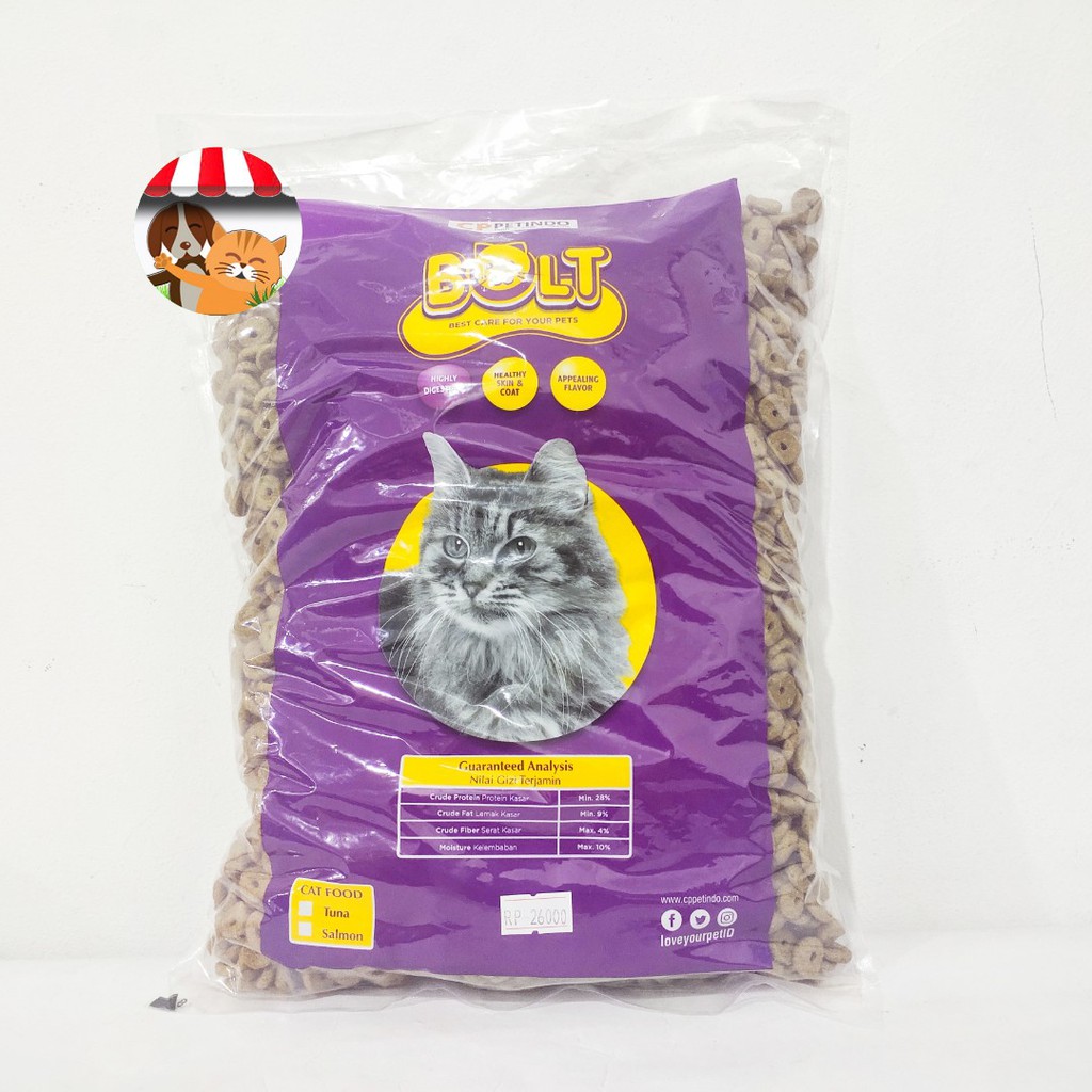 Makanan Kucing Bolt Repack 800gr - Bolt Cat Food bentuk donat