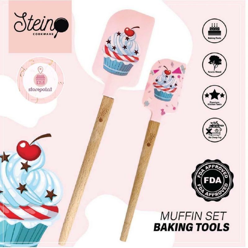 Stein Spatula Muffin/Flamingo Set (2pc)