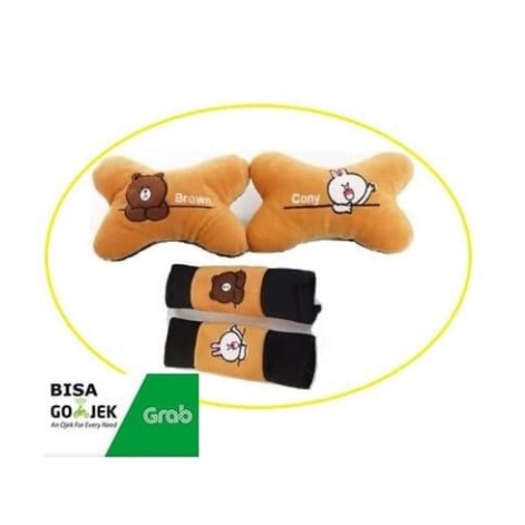 Bantal Mobil 2 in 1 Kartun Sandaran Car Set 2in1 bantalan kepala sarung seat belt safetybelt