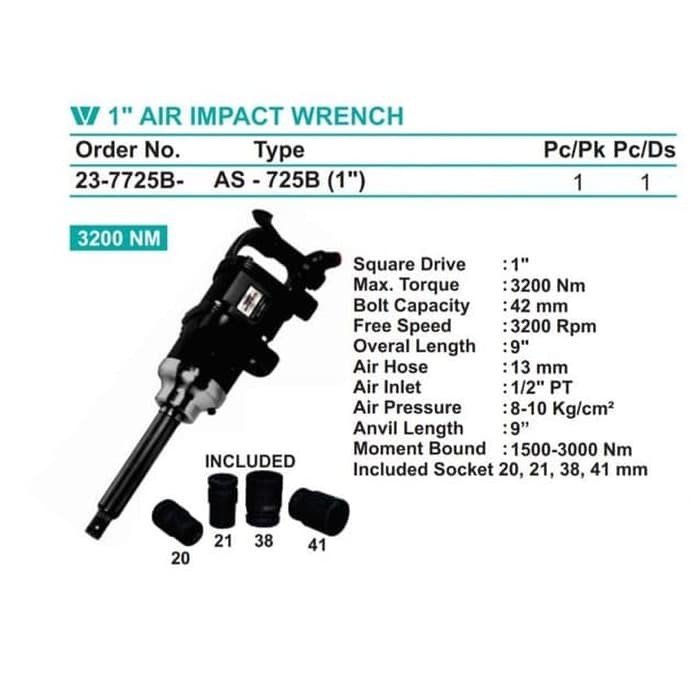 WIPRO 1 INCH AIR IMPACT WRENCH AS725B  ALAT BUKA BAUT