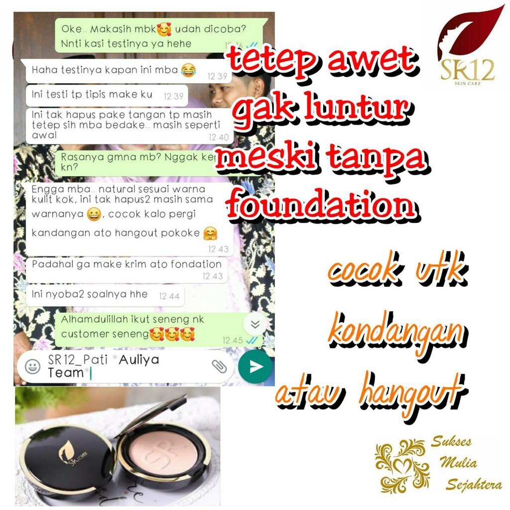 BEDAK NATURAL DAN PINK SR12 / BEDAK PADAT TAHAN LAMA / BEDAK ANTI LUNTUR / SPF MENGANDUNG FOUNDATION-4